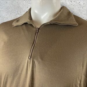 Sekri Undershirt Mens XL Brown Base Layer Military Long Sleeve 1/4 Zip F547